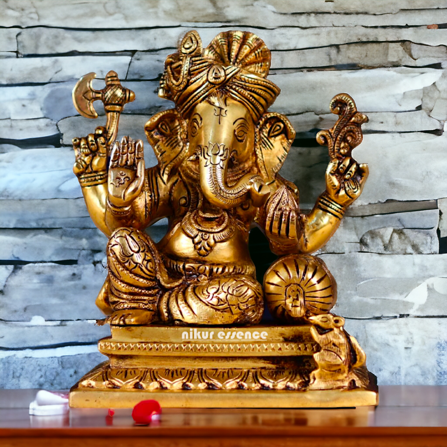 Pital Ganesha Pure Brass idol - 8 Inches Nikuressence