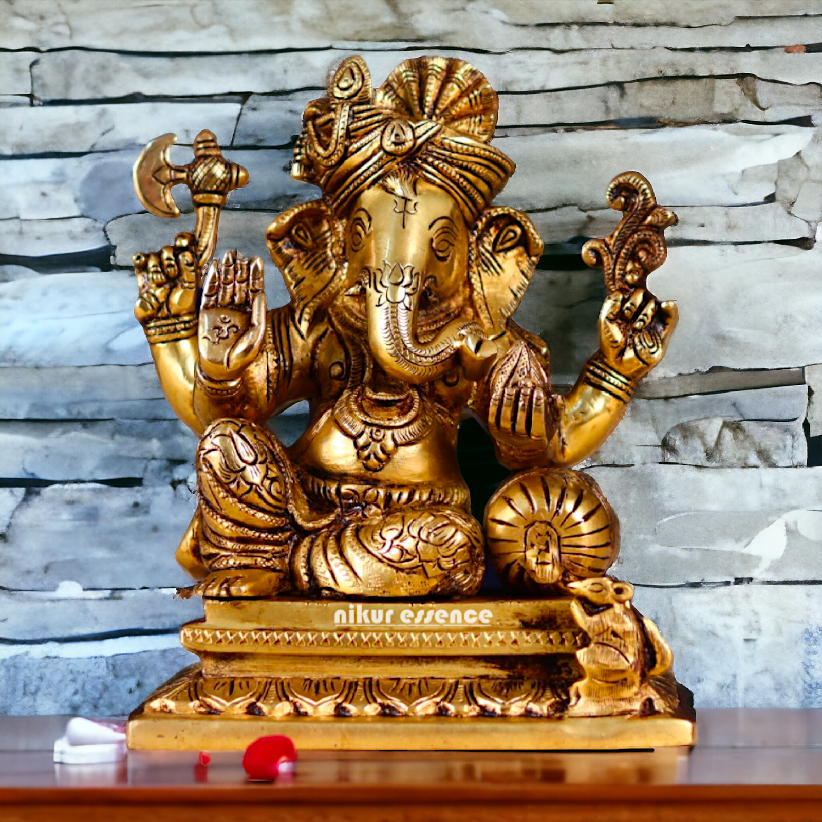 Pital Ganesha Pure Brass idol - 8 Inches Nikuressence