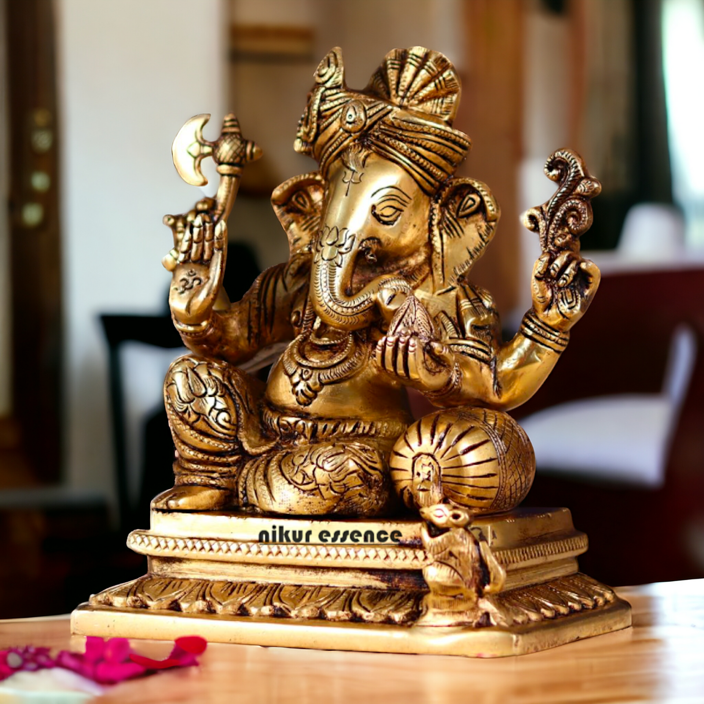 Pital Ganesha Pure Brass idol - 8 Inches Nikuressence