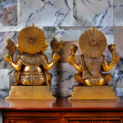 Antique Brass Lakshmi Ganesha Pital idol - 6.1 Inches Nikuressence