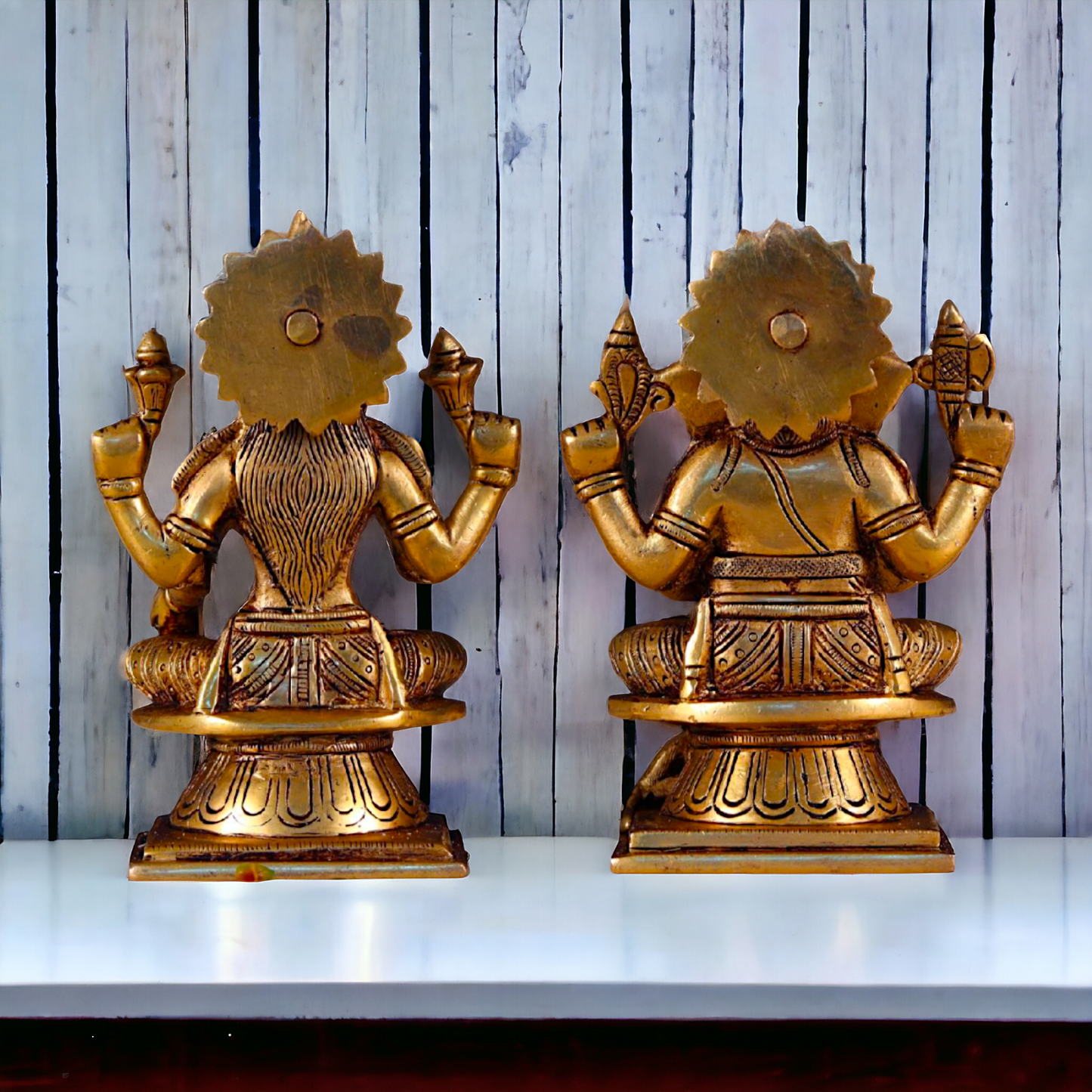 Pital Lakshmi Ganesha Sitting Brass Murti - 5.6 inches Nikuressence