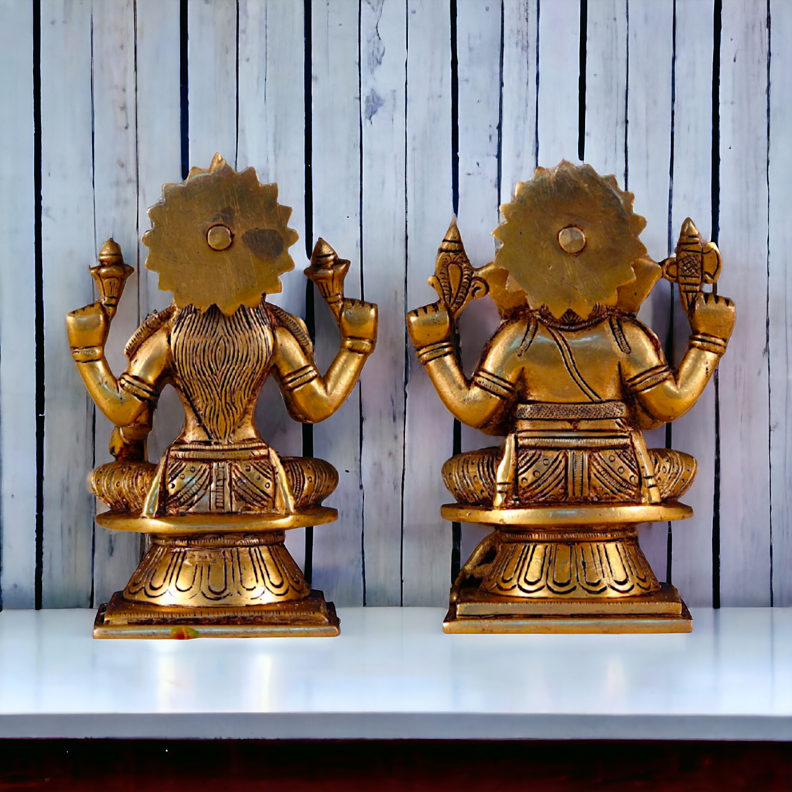 Pital Lakshmi Ganesha Sitting Brass Murti - 5.6 inches Nikuressence