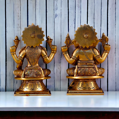 Pital Lakshmi Ganesha Sitting Brass Murti - 5.6 inches Nikuressence