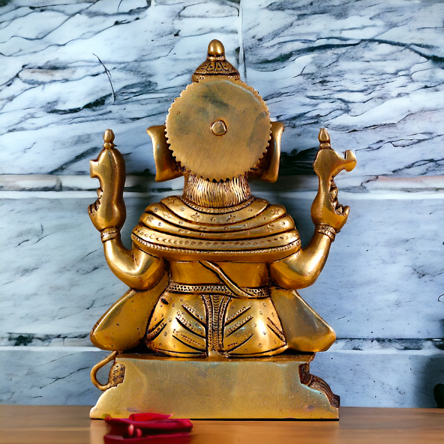 Superfine Brass Ganesha Seated Pital Murti - 10 inches Nikuressence