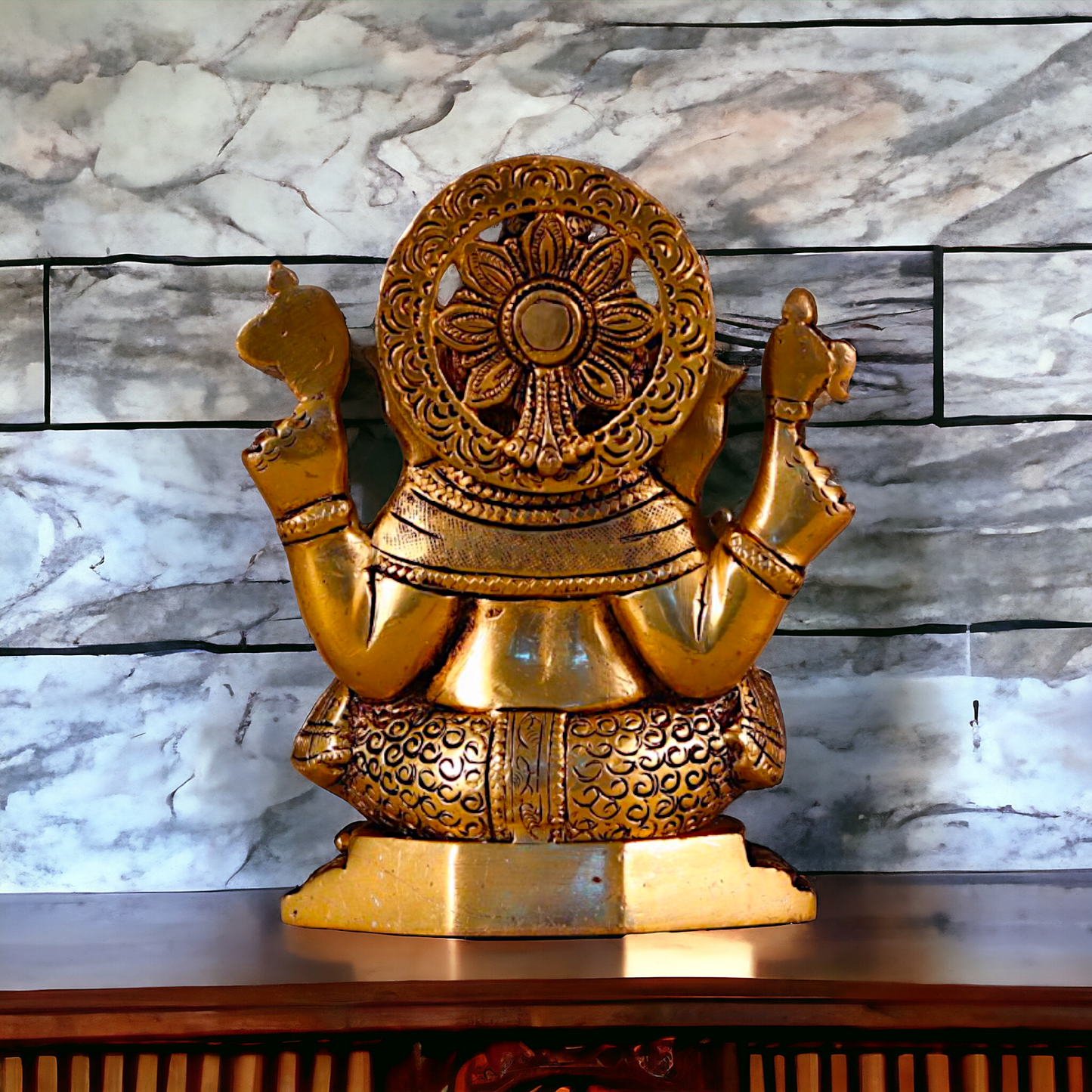 Solid Brass Ganesha Ganpati Pital Murti - 5.5 inches Nikuressence