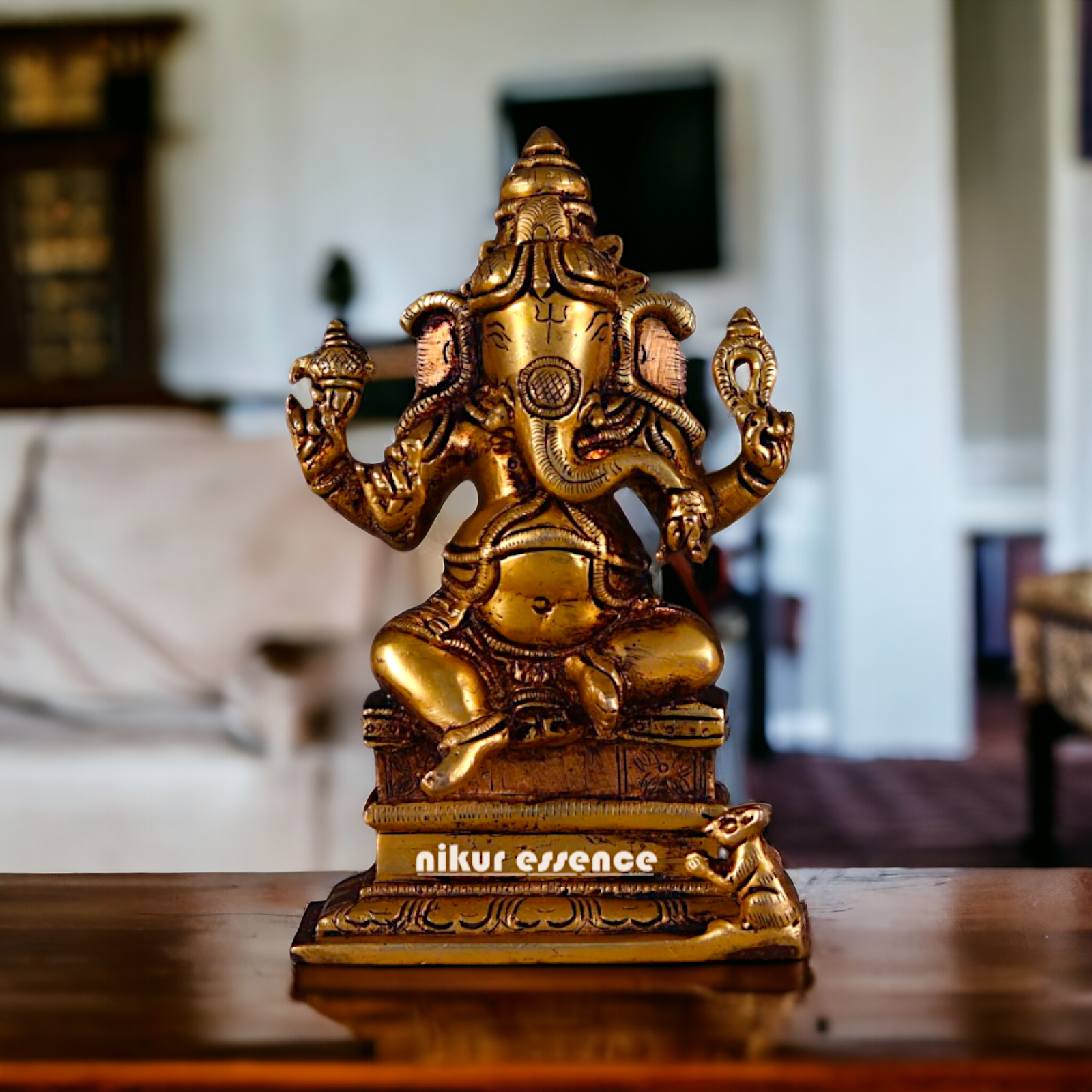 Ganesha Vinayaka Sitting pital ki murti - 6.2 inches Nikuressence