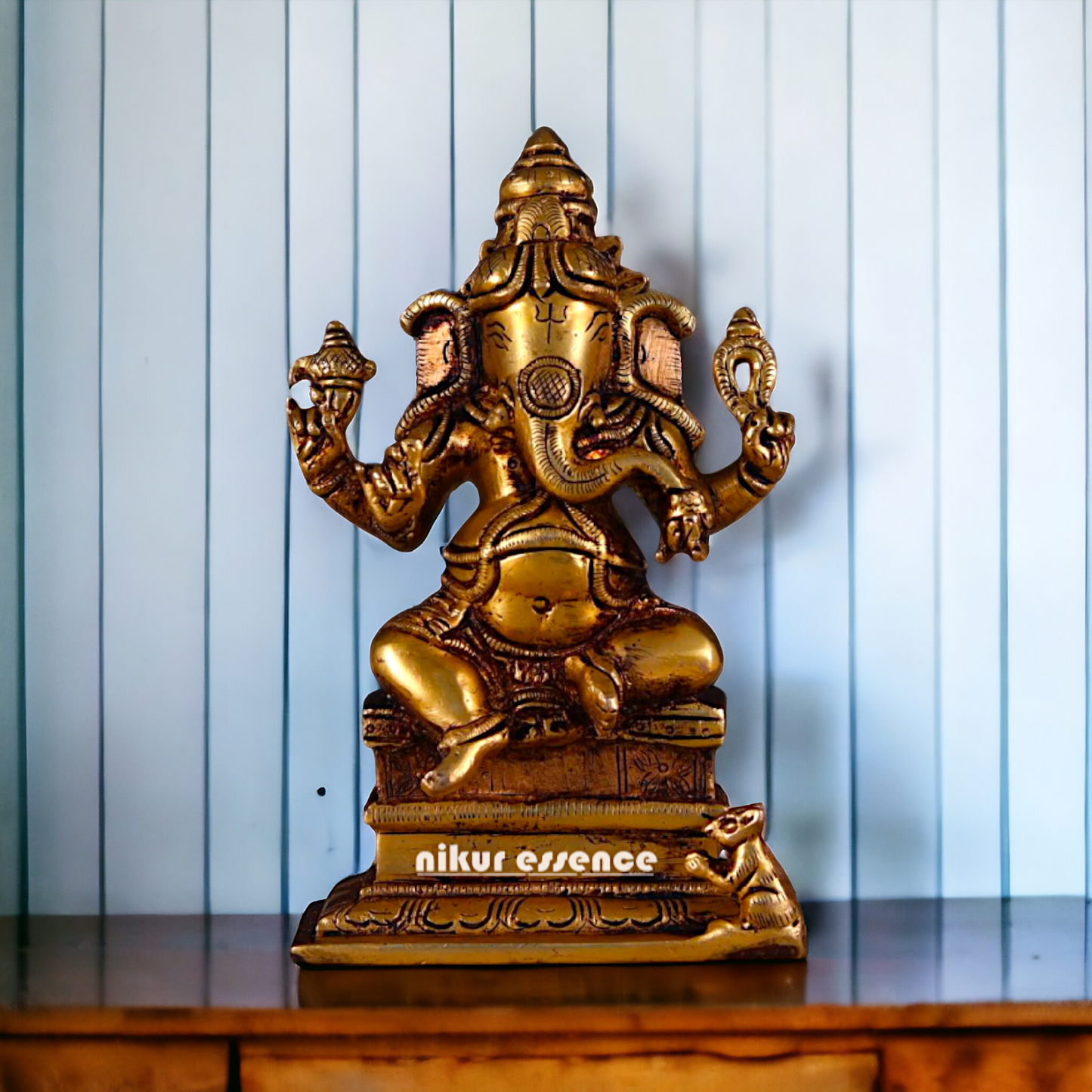 Ganesha Vinayaka Sitting pital ki murti - 6.2 inches Nikuressence