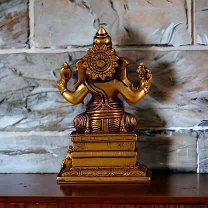 Ganesha Vinayaka Sitting pital ki murti - 6.2 inches Nikuressence