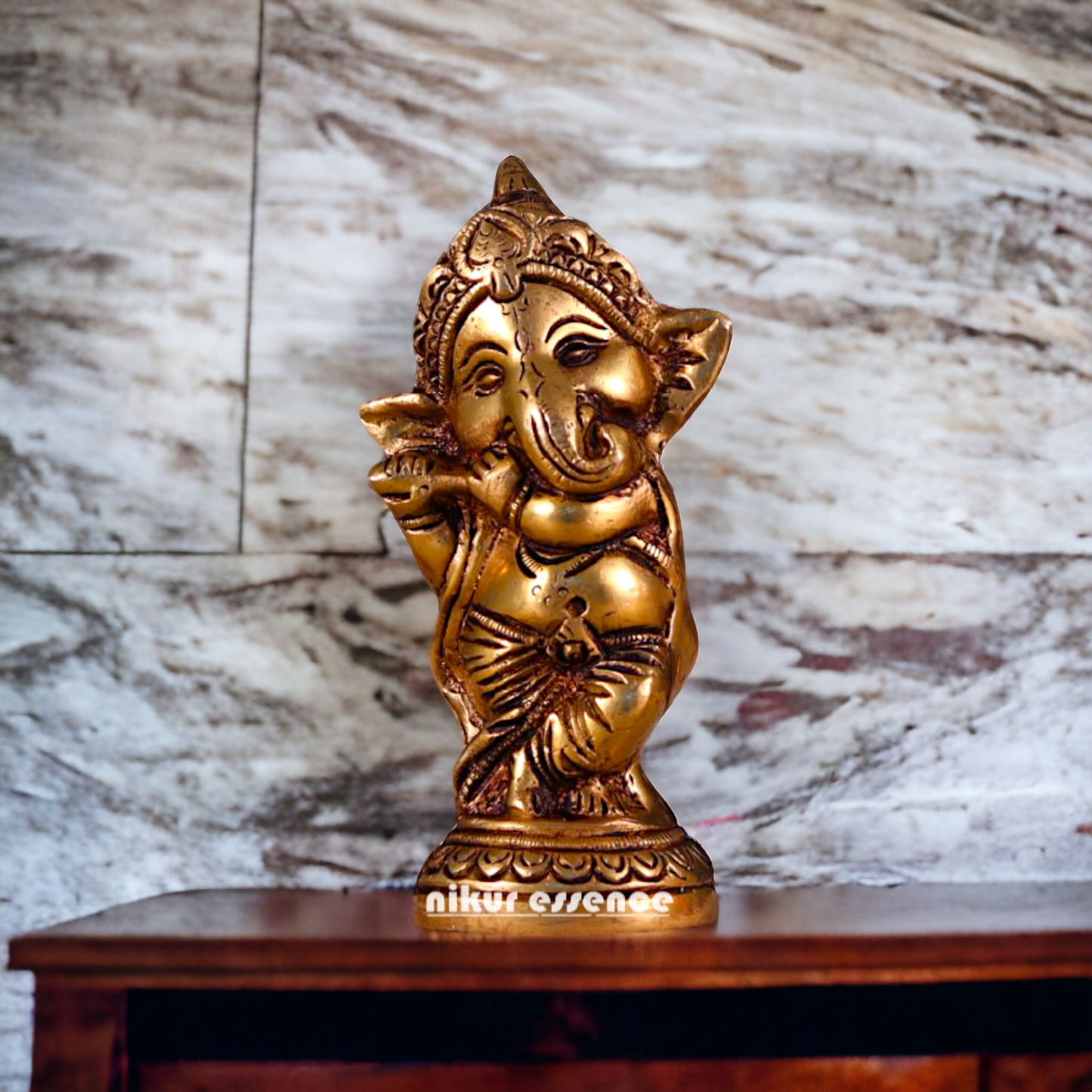 Pital Baby Ganesha Brass idol - 5.5 inches Nikuressence