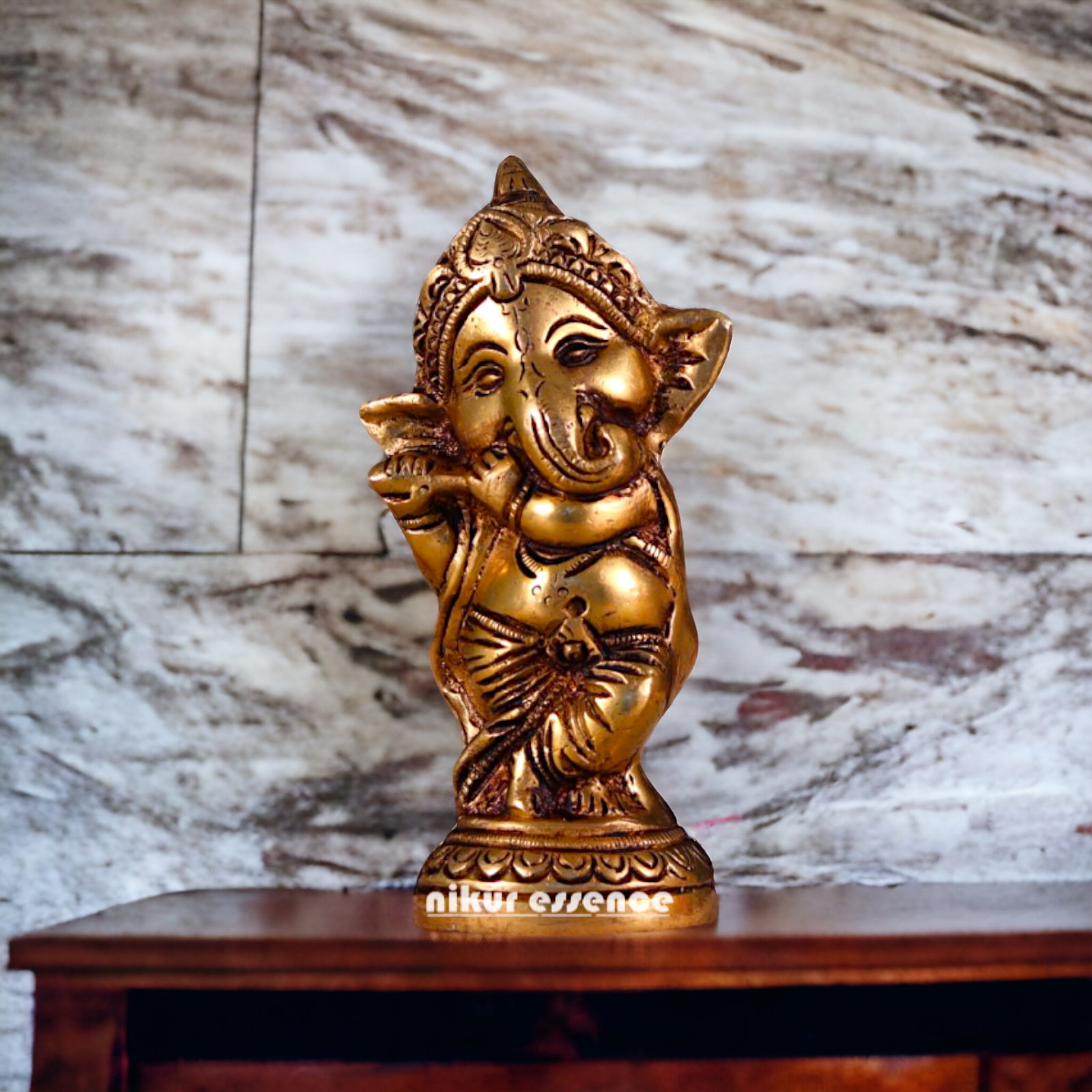 Pital Baby Ganesha Brass idol - 5.5 inches Nikuressence