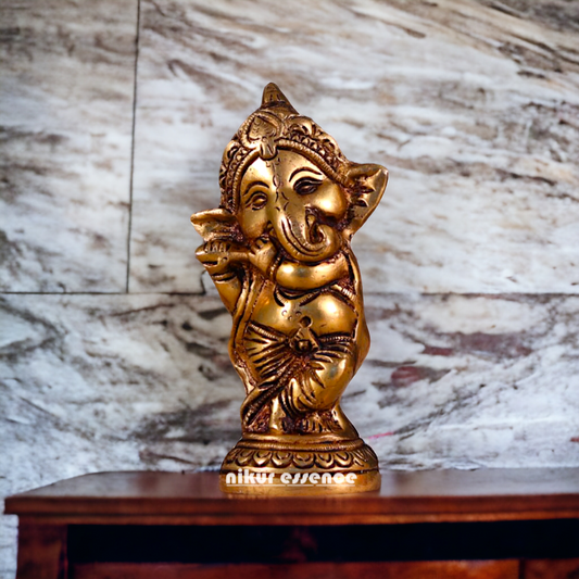 Pital Baby Ganesha Brass idol - 5.5 inches Nikuressence