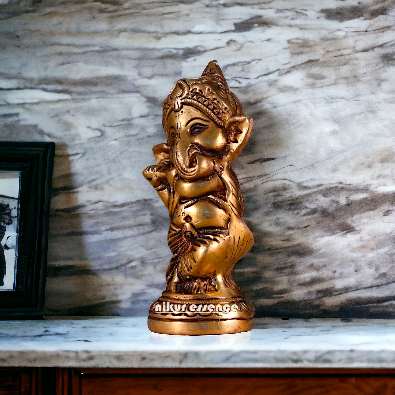 Pital Baby Ganesha Brass idol - 5.5 inches Nikuressence