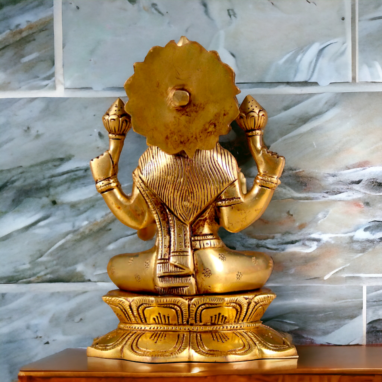 Pital Lakshmi Maa solid brass idol - 8 inches Nikuressence