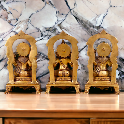 Goddess Lakshmi Ganesha Saraswati Maa pair Pure Brass idol - 9 inches Nikuressence