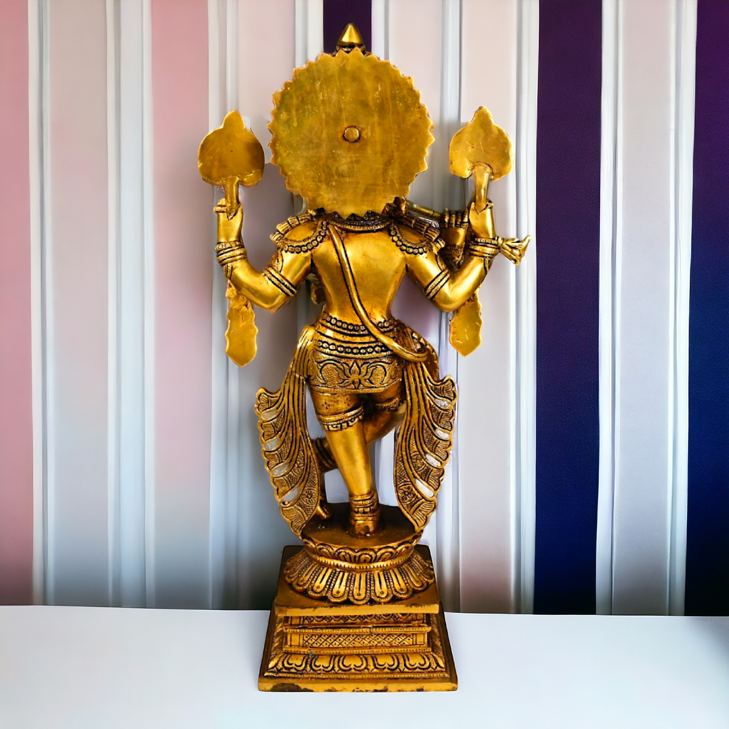 Large Krishna Standing Pital Brass statue - 19.5 inches Nikuressence