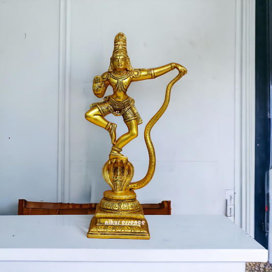 Solid Brass Krishna With Sheshnag Idol - 12 inches Nikuressence