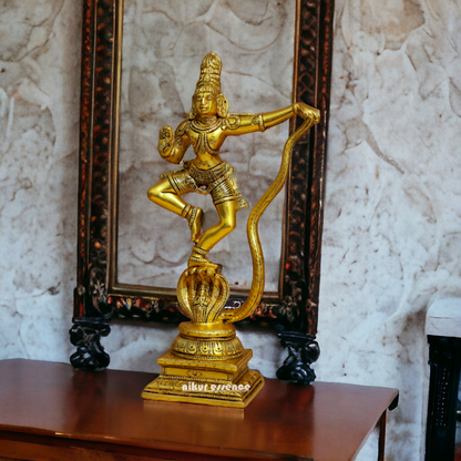 Solid Brass Krishna With Sheshnag Idol - 12 inches Nikuressence