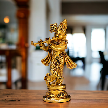 Krishna Murli With Playing Flute Idol - 9 inches Nikuressence