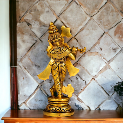 Krishna Murli With Playing Flute Idol - 9 inches Nikuressence