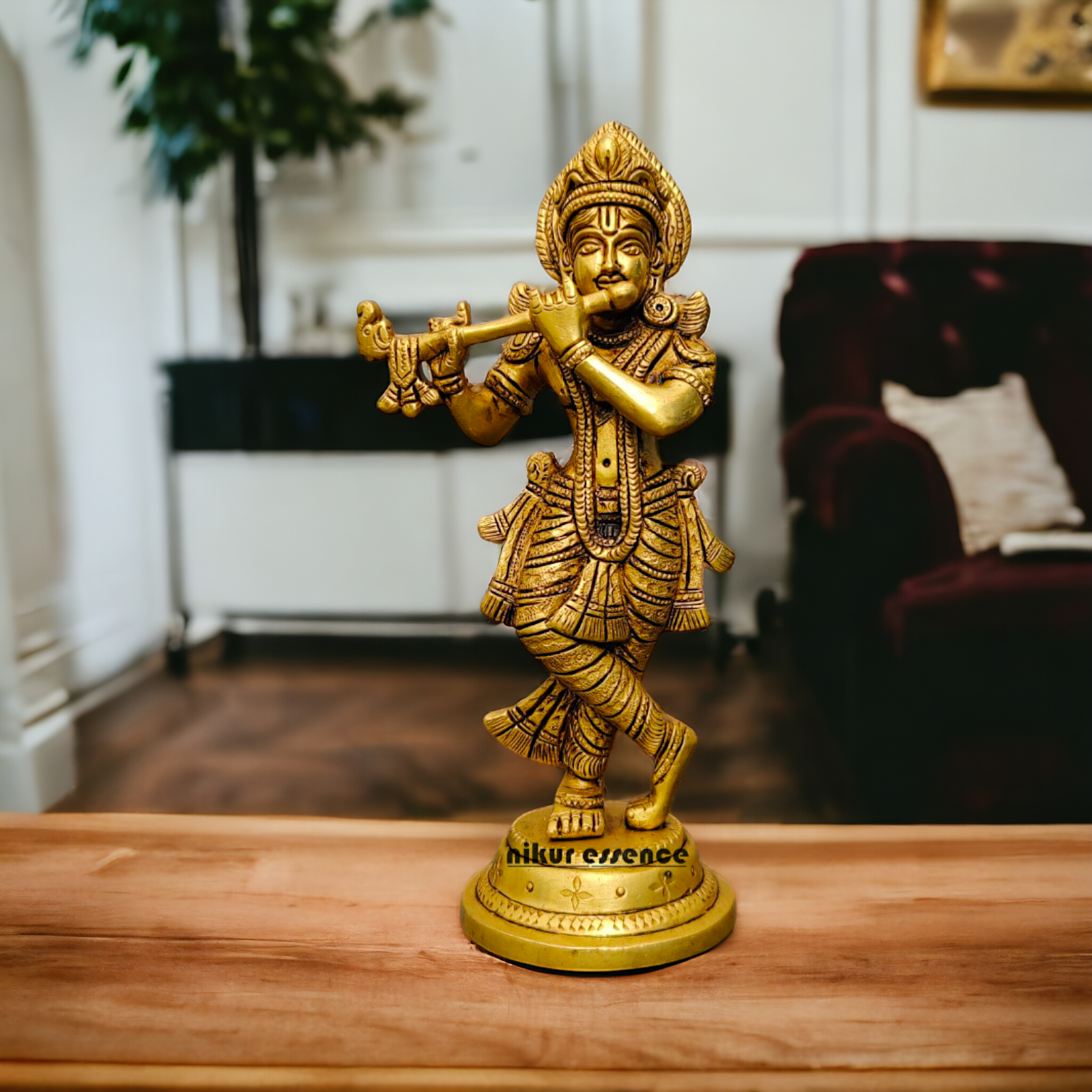 Pital Krishna Murli With Playing Flute Idol - 9 inches Nikuressence