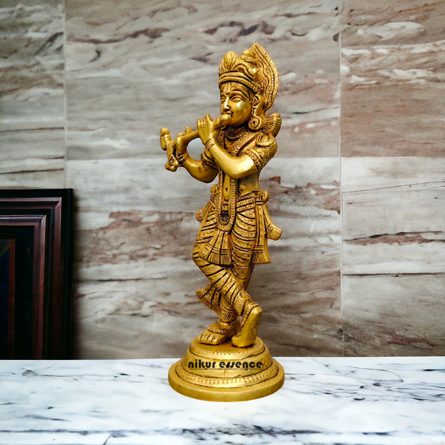 Pital Krishna Murli With Playing Flute Idol - 9 inches Nikuressence