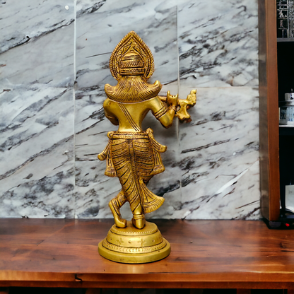 Pital Krishna Murli With Playing Flute Idol - 9 inches Nikuressence