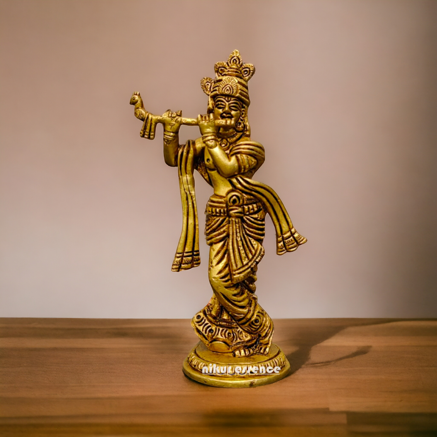 Krishna God Standing antique Brass Idol - 7.5 inches Nikuressence