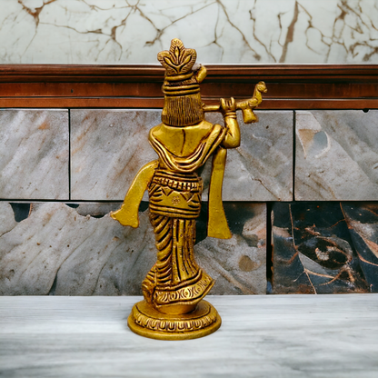 Krishna God Standing antique Brass Idol - 7.5 inches Nikuressence