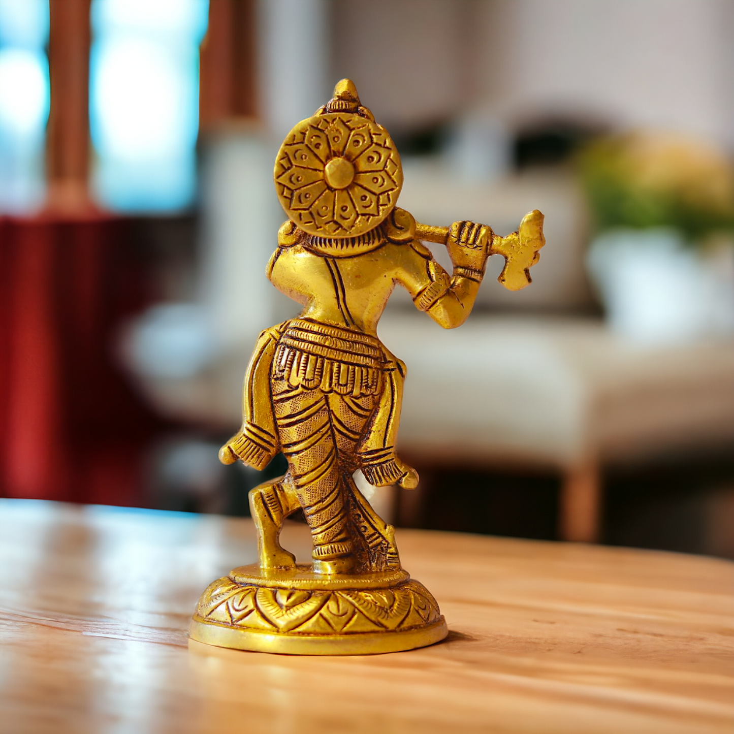 Krishna Bhagwan Playing Flute Brass Idol - 5.5 inches Nikuressence