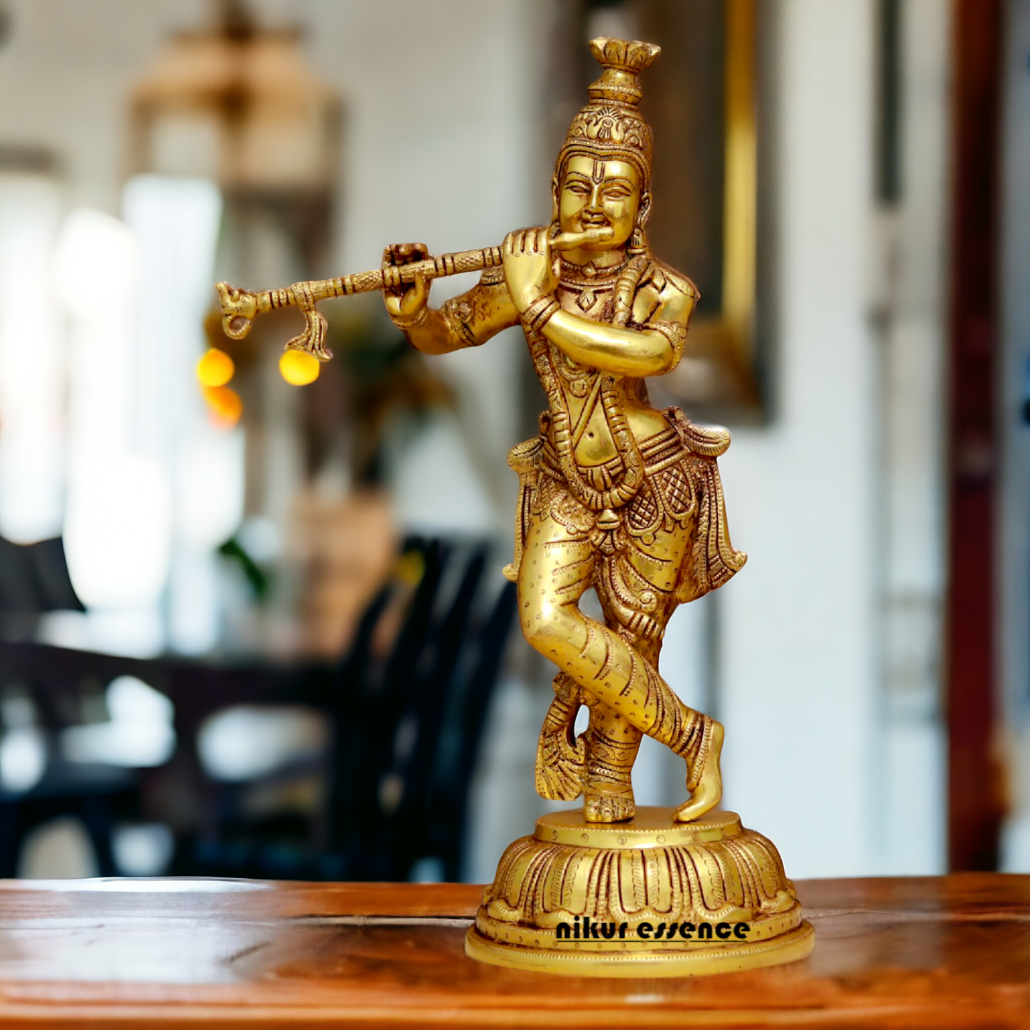 Big Krishna Playing Flute Brass idol - 19 Inches Nikuressence