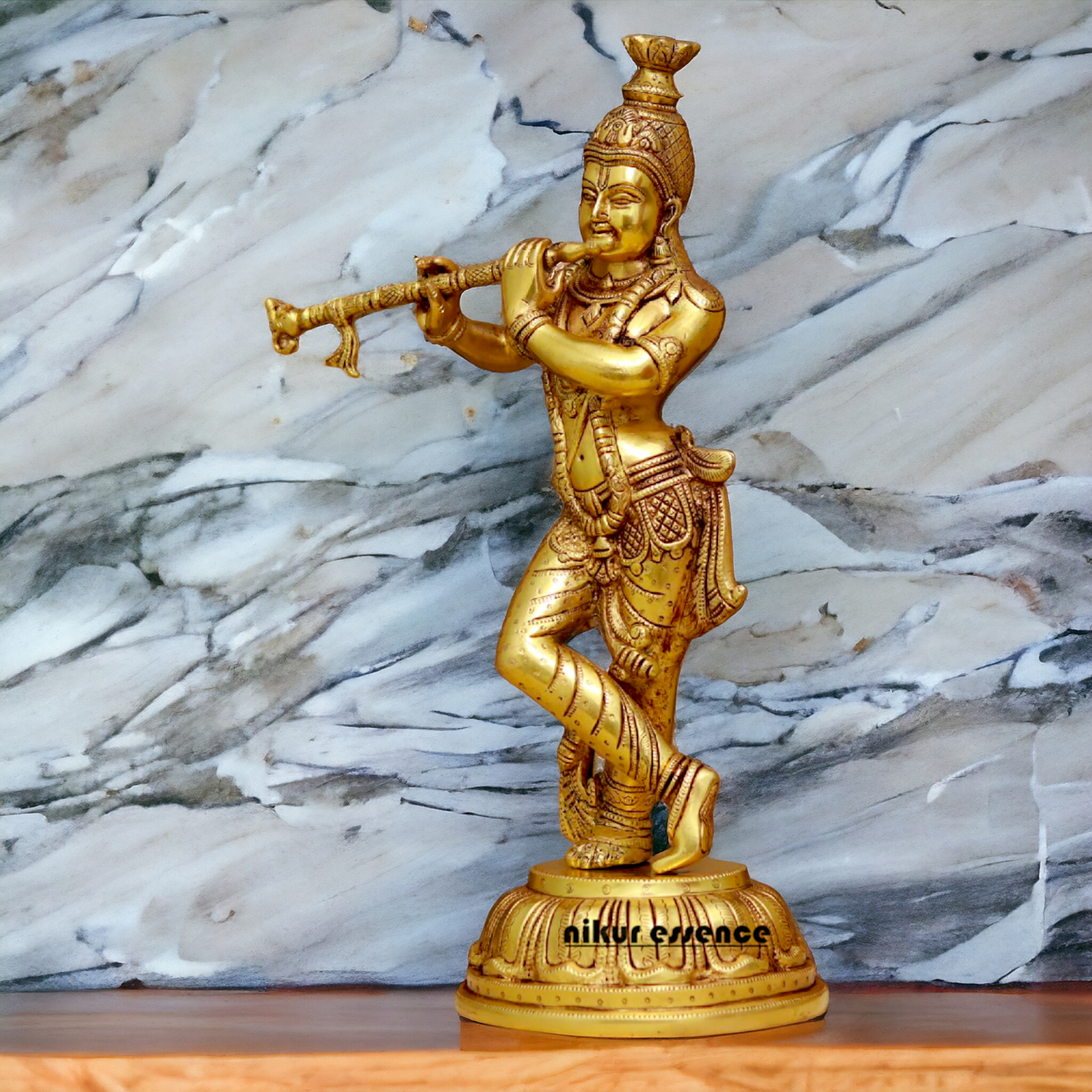 Big Krishna Playing Flute Brass idol - 19 Inches Nikuressence