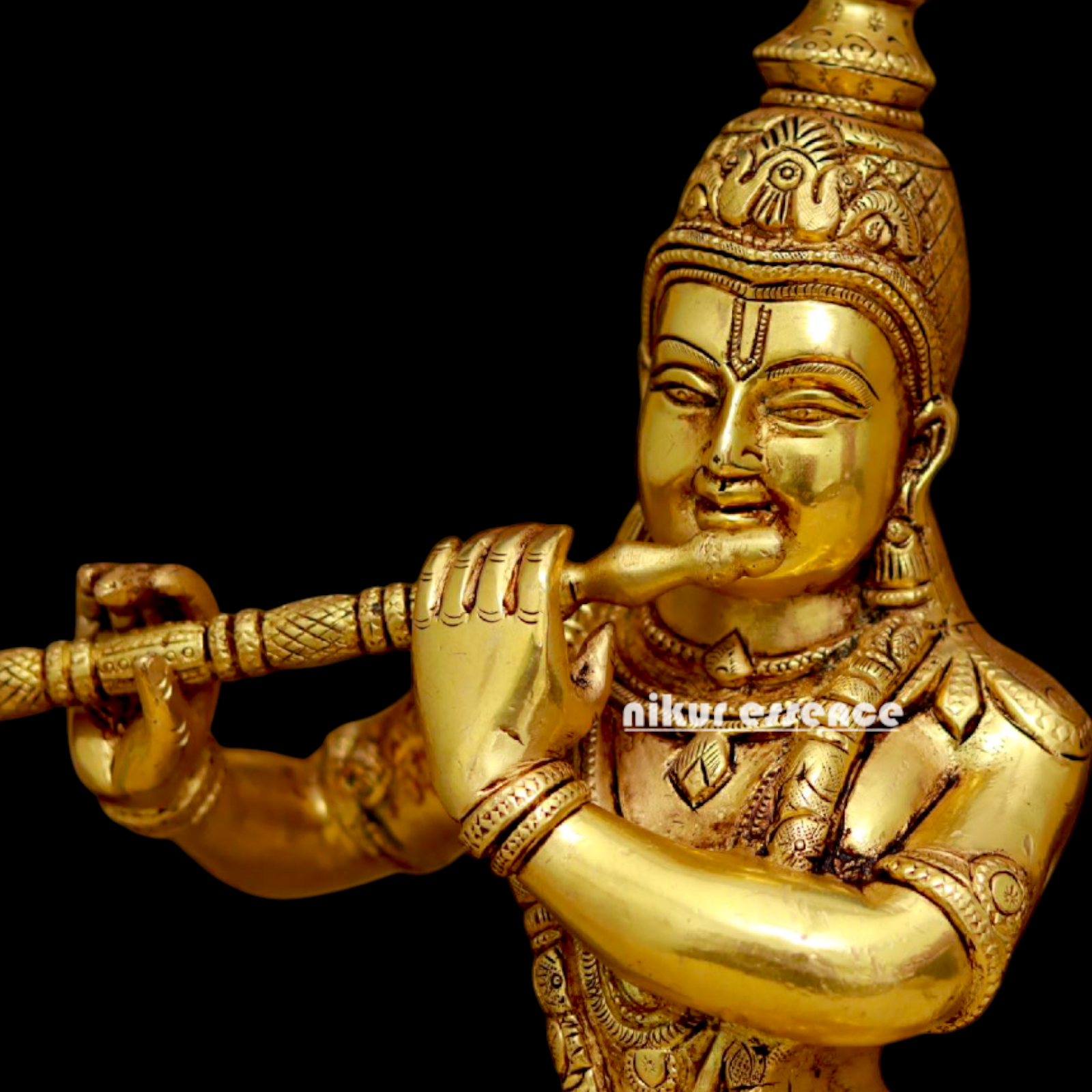 Big Krishna Playing Flute Brass idol - 19 Inches Nikuressence
