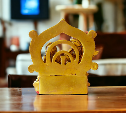 Pital Radha Krishna Sitting Playing Flute Brass idol - 6 Inches Nikuressence