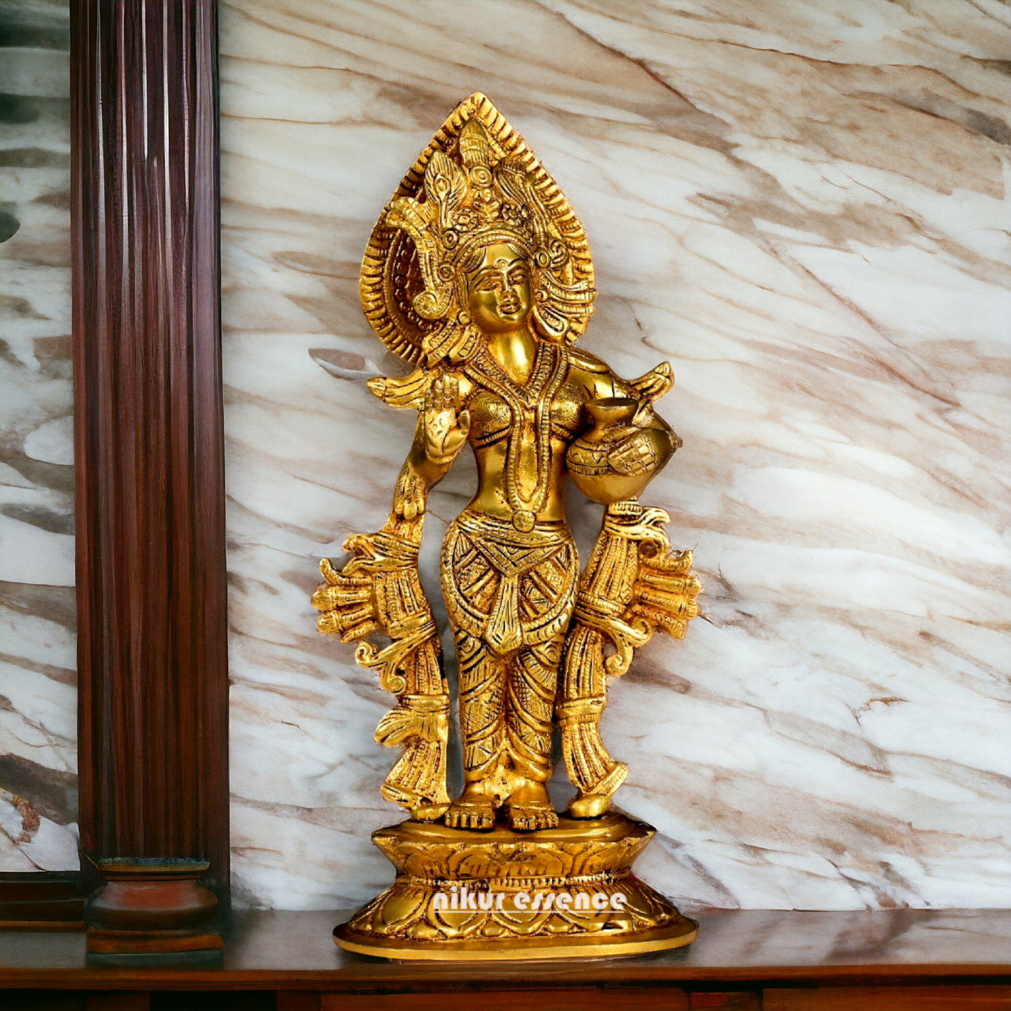 Big Radha Krishna with Playing Flute brass idol - 12.5 Inches Nikuressence