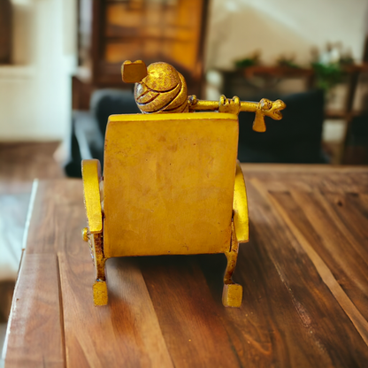 Krishna Sitting on chair Brass idol - 6.5 Inches Nikuressence