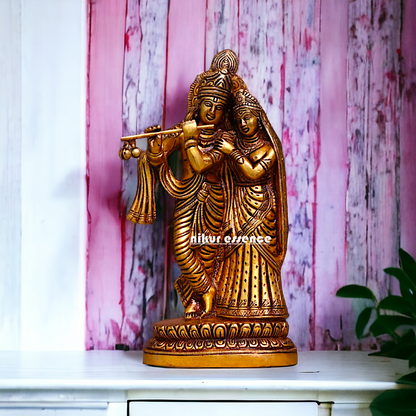 Radha krishna Standing Antique Brass idol - 8.3 Inches Nikuressence