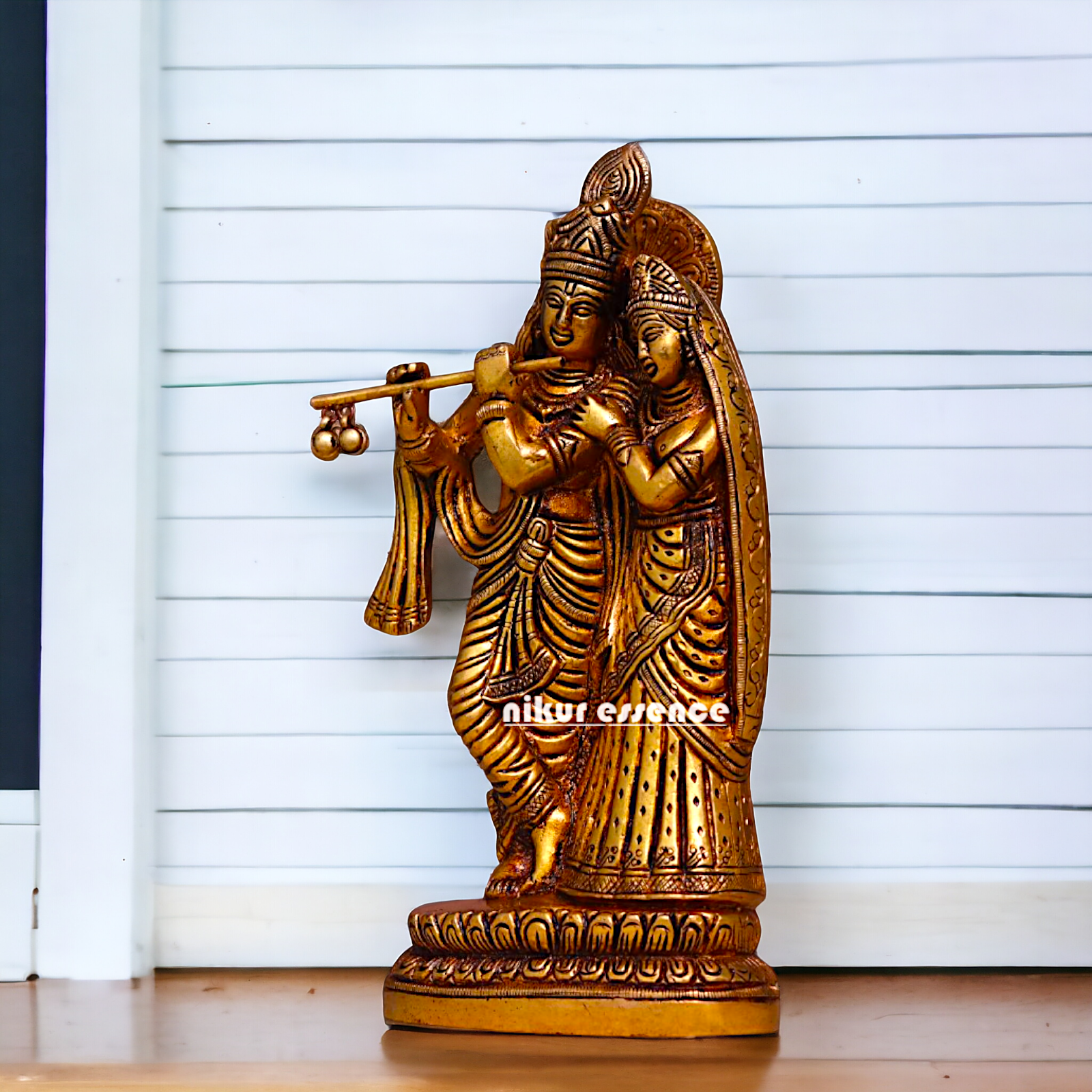 Radha krishna Standing Antique Brass idol - 8.3 Inches Nikuressence