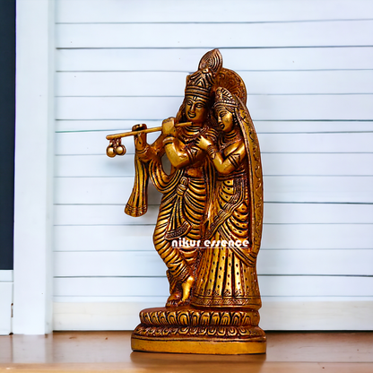 Radha krishna Standing Antique Brass idol - 8.3 Inches Nikuressence