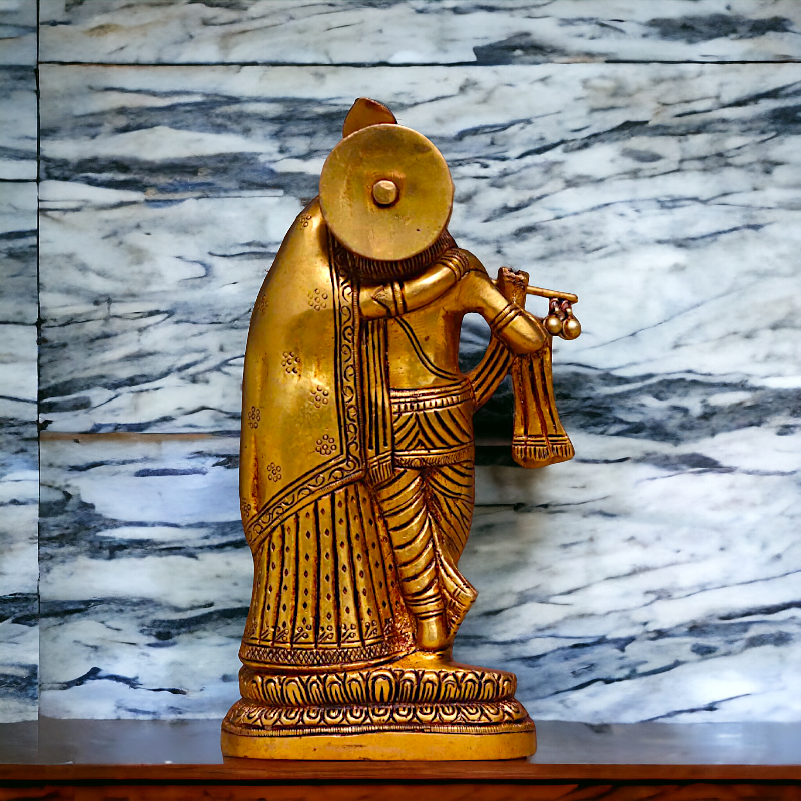 Radha krishna Standing Antique Brass idol - 8.3 Inches Nikuressence