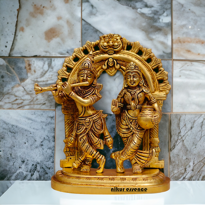 Radha Krishna Beautiful Brass Murti - 8.6 inches Nikuressence