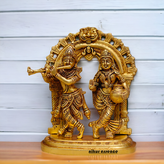 Radha Krishna Beautiful Brass Murti - 8.6 inches Nikuressence