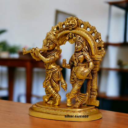 Radha Krishna Beautiful Brass Murti - 8.6 inches Nikuressence
