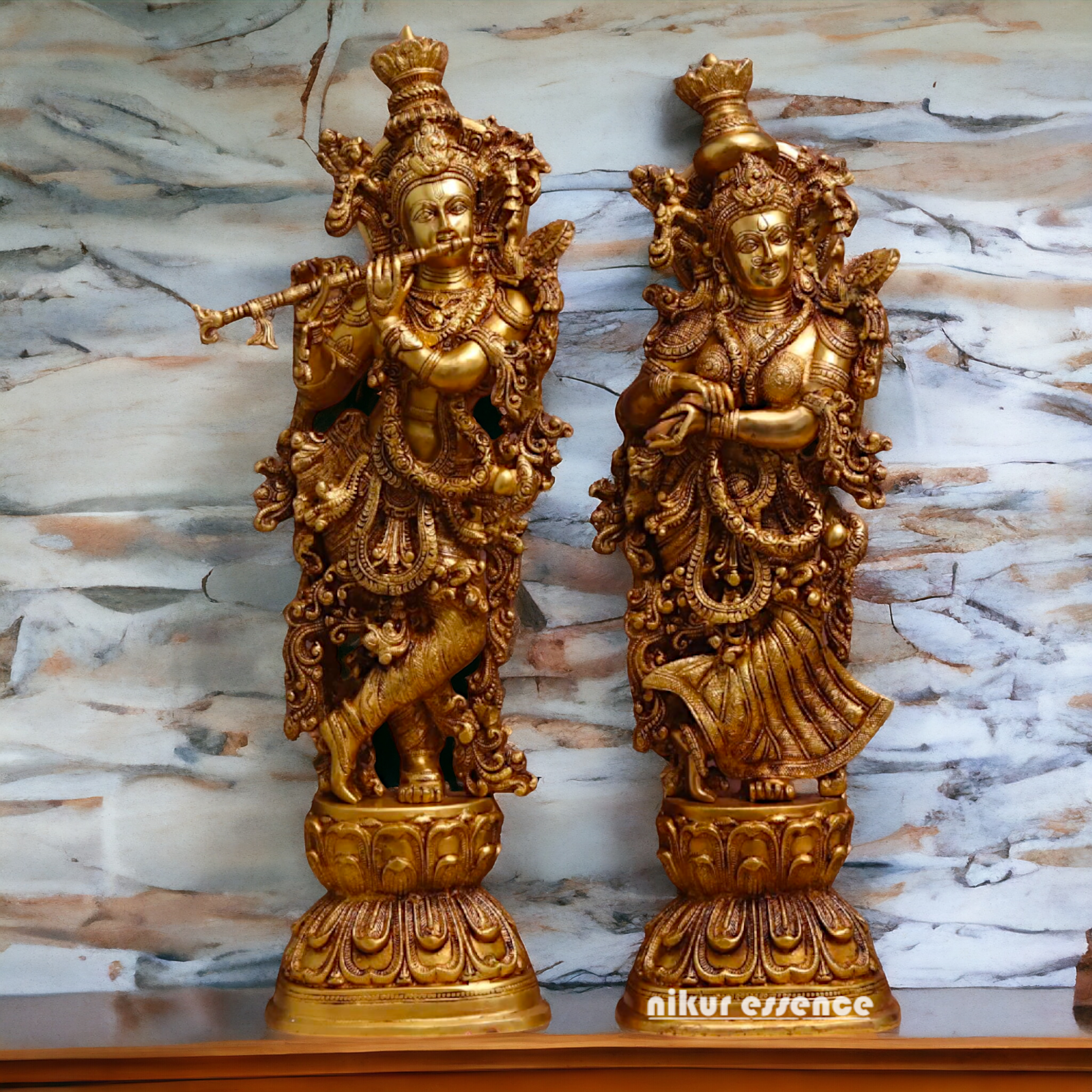 Radha Krishna couple Solid Brass idol - 27 inches Nikuressence