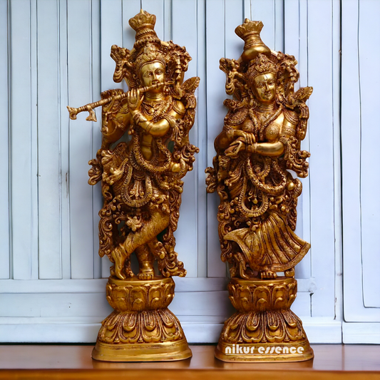 Radha Krishna couple Solid Brass idol - 27 inches Nikuressence