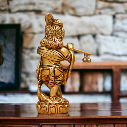 Antique Brass Krishna Pital ki Murti - 5.3 inches Nikuressence