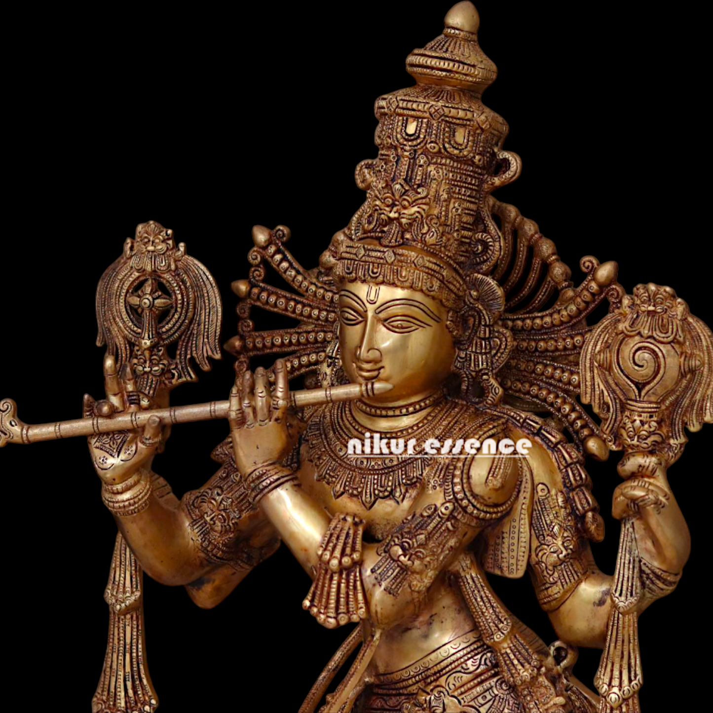 Big Krishna Standing Playing Flute Pital ki Murti - 41 inches Nikuressence