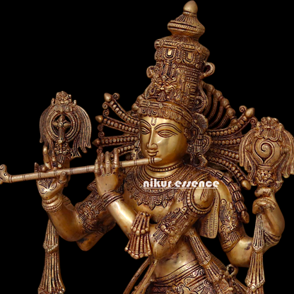 Big Krishna Standing Playing Flute Pital ki Murti - 41 inches Nikuressence