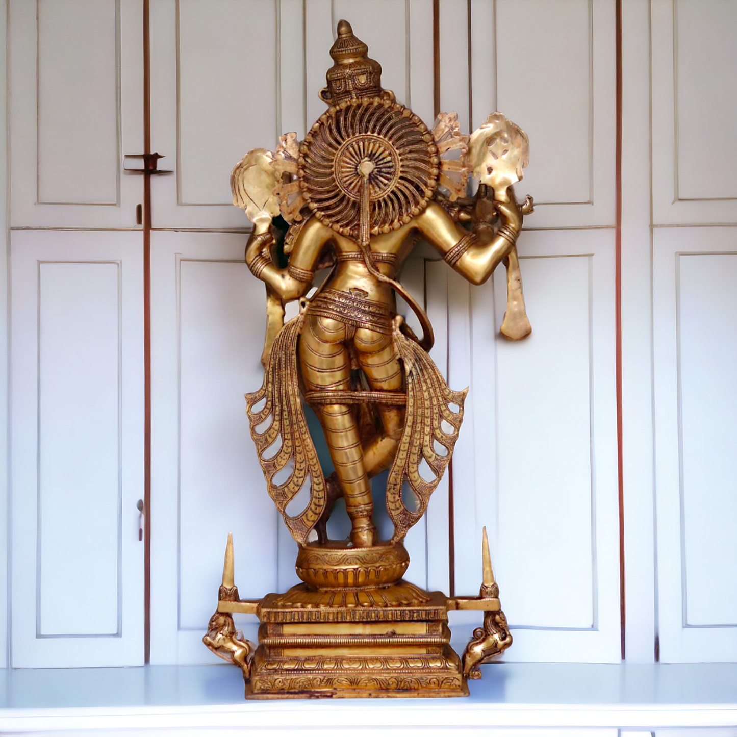 Big Krishna Standing Playing Flute Pital ki Murti - 41 inches Nikuressence