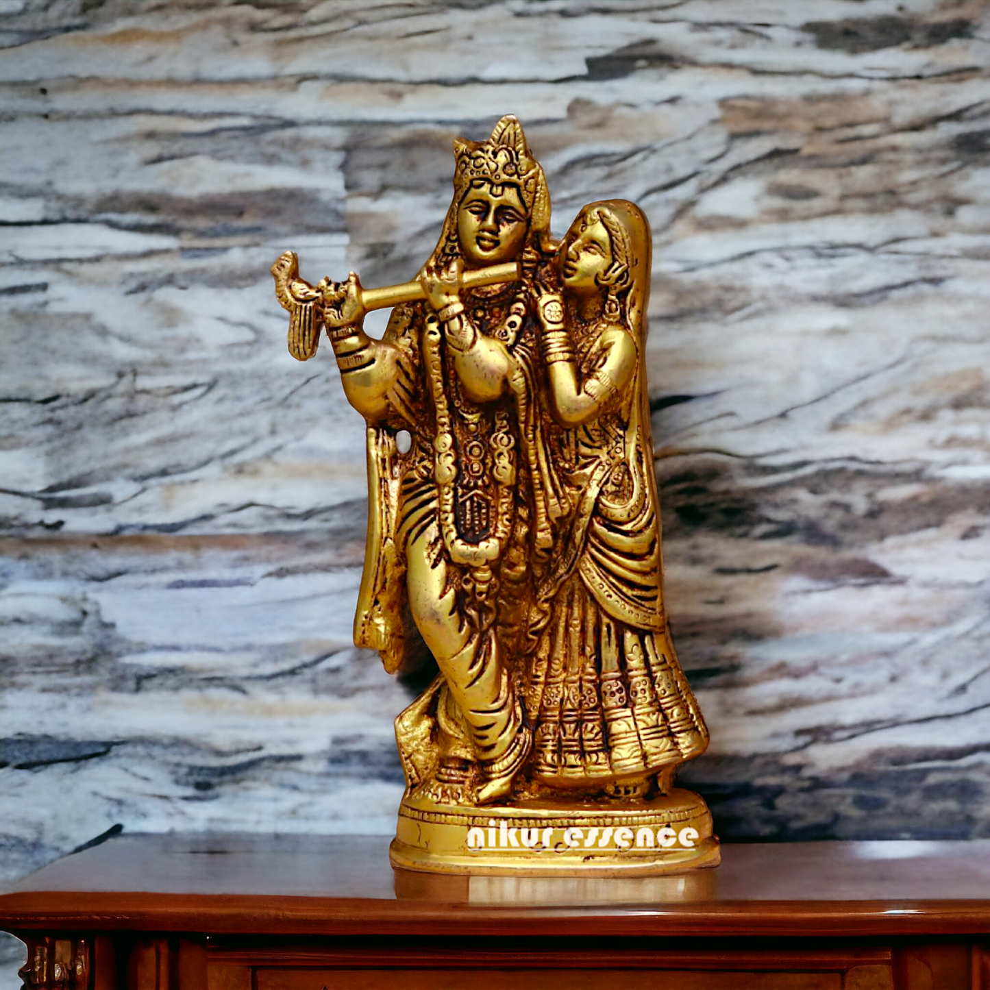 Brass Radha Krishna standing Pital idol - 8 inches Nikuressence