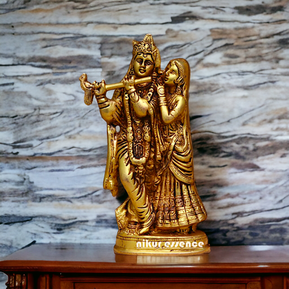 Brass Radha Krishna standing Pital idol - 8 inches Nikuressence
